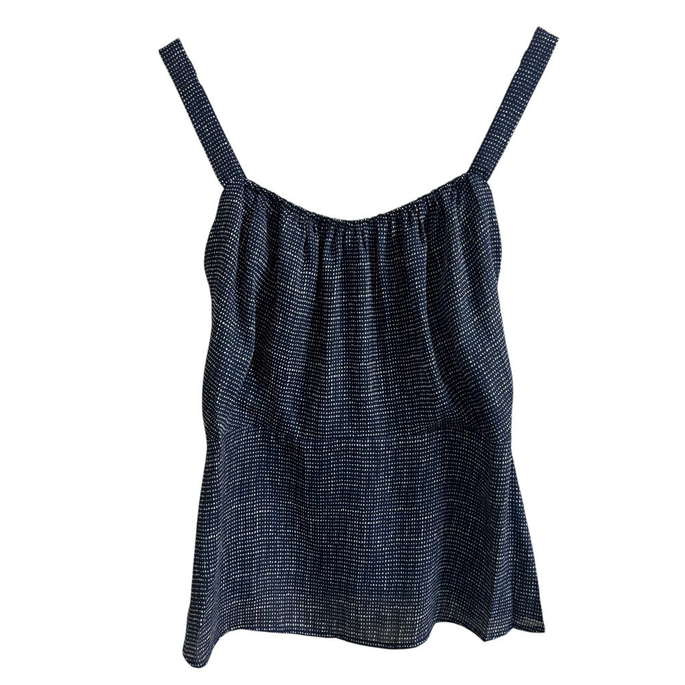 Cabi Polka Dot Tank Top Navy Blue White Size 6 Womens Sleeveless Blouse 405